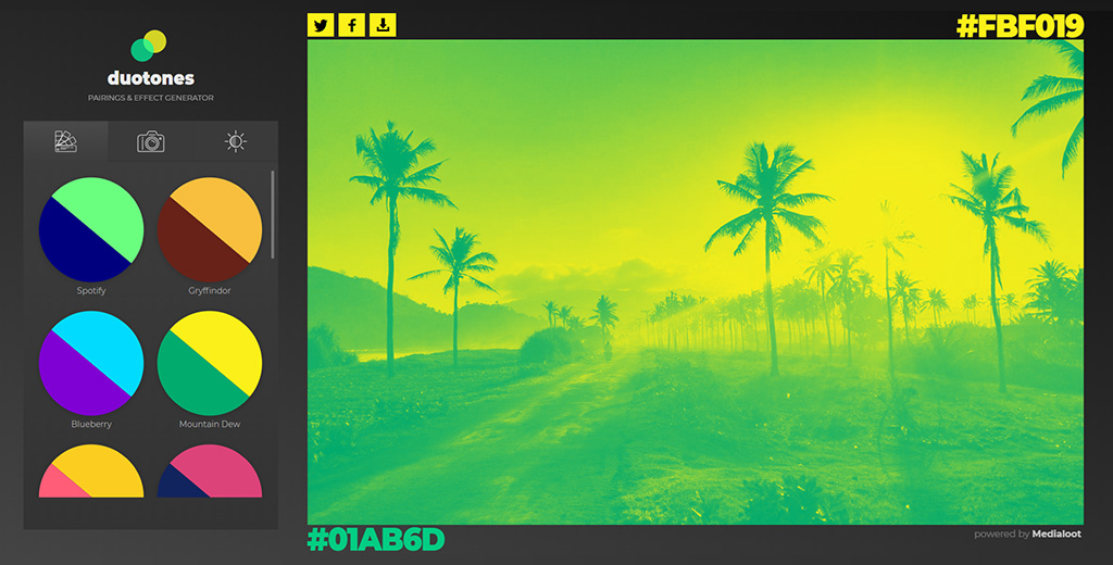 可以将任何照片转化为双色调图片的网站Duotones