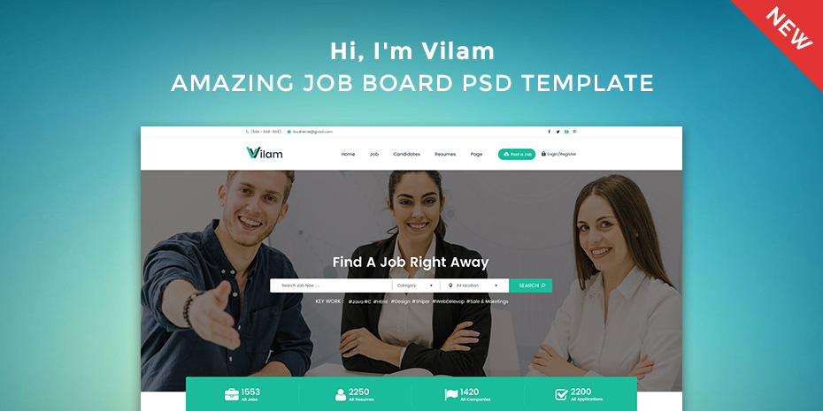 在线招聘网站PSD模板vilam下载