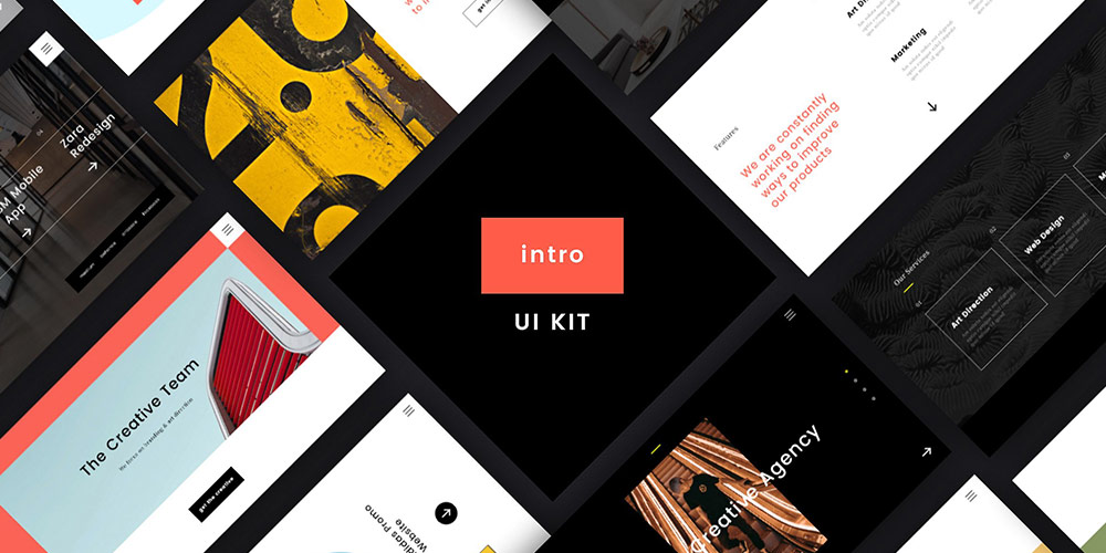 适用工作室和创意专业人士网站的模板Intro UI Kit下载