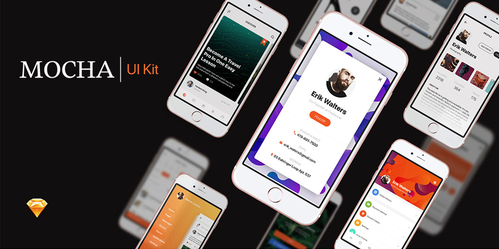 功能齐全的时尚简约电商Mocha Mobile UI Kit下载