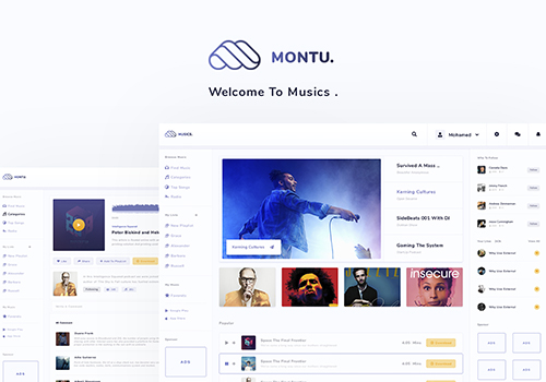 社交音乐分享平台PSD模板Montu分享