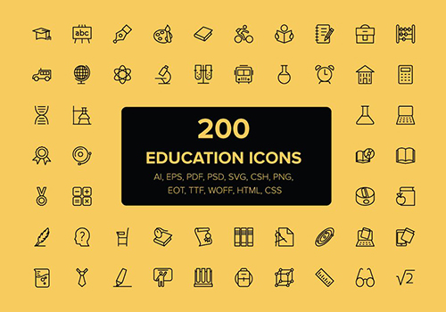 200个教育图标 200 Education Icons