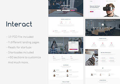 多用途着陆页PSD模板Interact