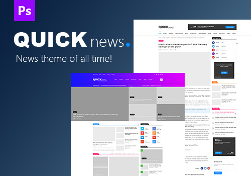 博客，杂志和新闻PSD网页模板Quicknews
