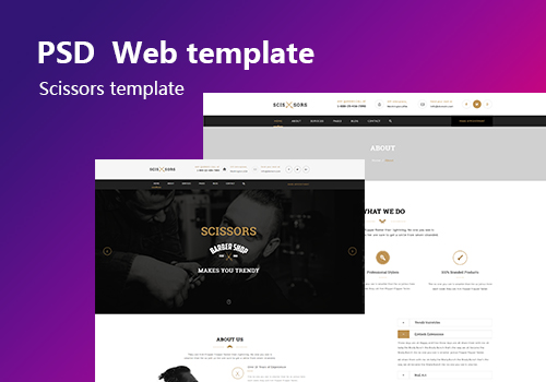 沙龙和头发造型PSD网页模板Scissors
