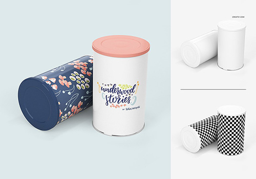 锡罐模型包装贴图样机集合Tin Canister Mockup