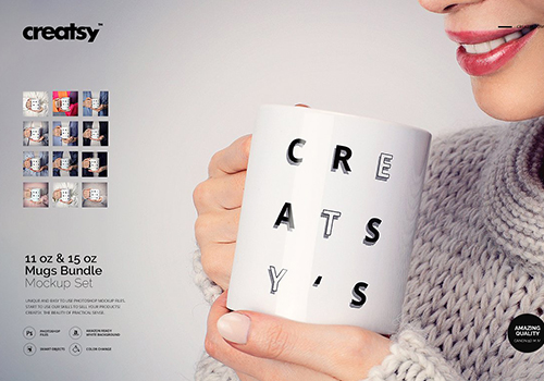 时尚马克杯样机模板White_Mug_Mockup_Set