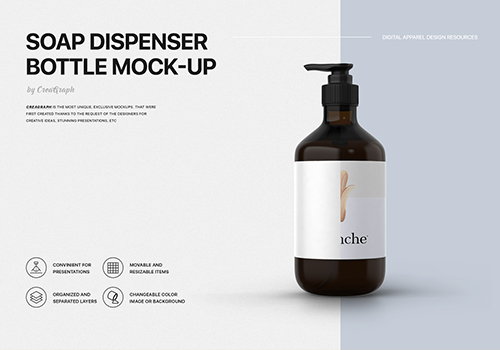 高品质化妆品包装洗手液瓶子VI样机展示模型soap-dispenser-bottle-mockup