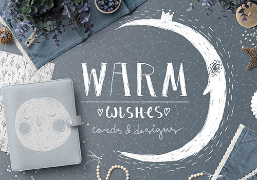 温暖恬静风格手绘插画图形设计素材 Warm Wishes Cards Designs