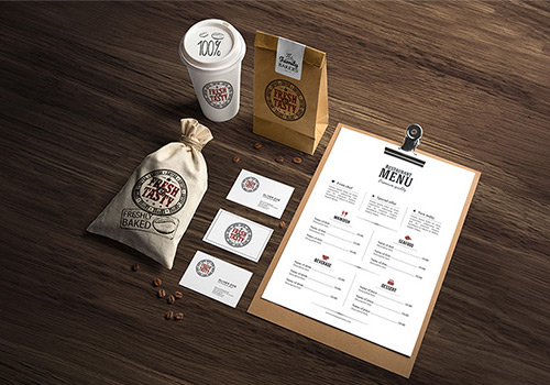 时尚现代品牌VI提案PSD贴图模板Food Branding Mockup