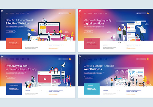 市场营销网页设计落地页模版矢量概念插图打包下载