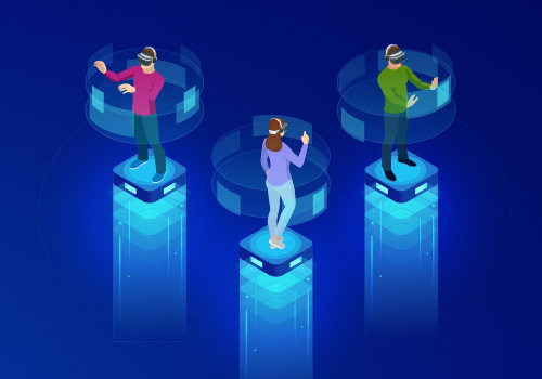 8款渐变色2.5D插画风格网页模版vr科技感矢量素材