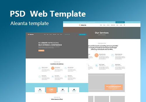 医疗健康心理咨询类PSD网页模板Aleanta
