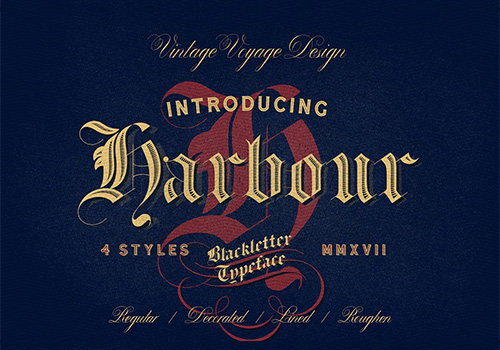 复古经典哥特式英文字体 Harbour 下载