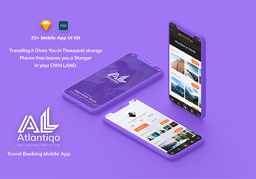 高品质旅行和航班预订应用程序UI工具包模板Atlantigo Travel