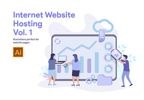 互联网网站托管矢量插画素材 Internet Website Hosting
