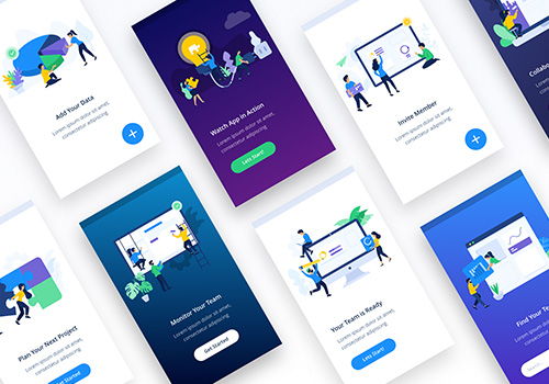 团队协作Web和移动UI模板 Teamwork and Collaboration Illustration
