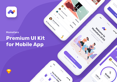 健康和健身移动应用UI套件 Momotaro UI Kit 【Sketch格式】