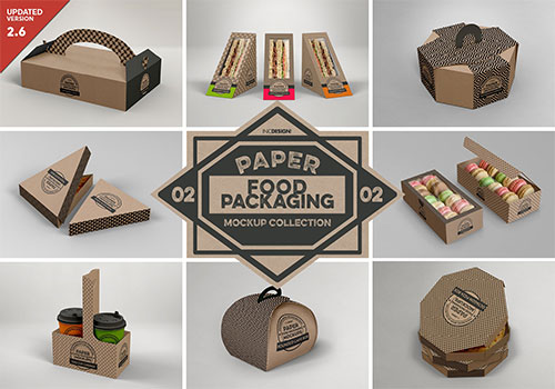 快餐饮料外卖包装盒贴图展示样机模板 Food Box Packaging Mockups