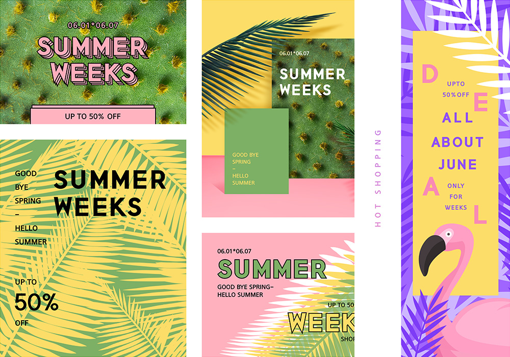 高质量夏季多尺寸促销活动横幅打包下载