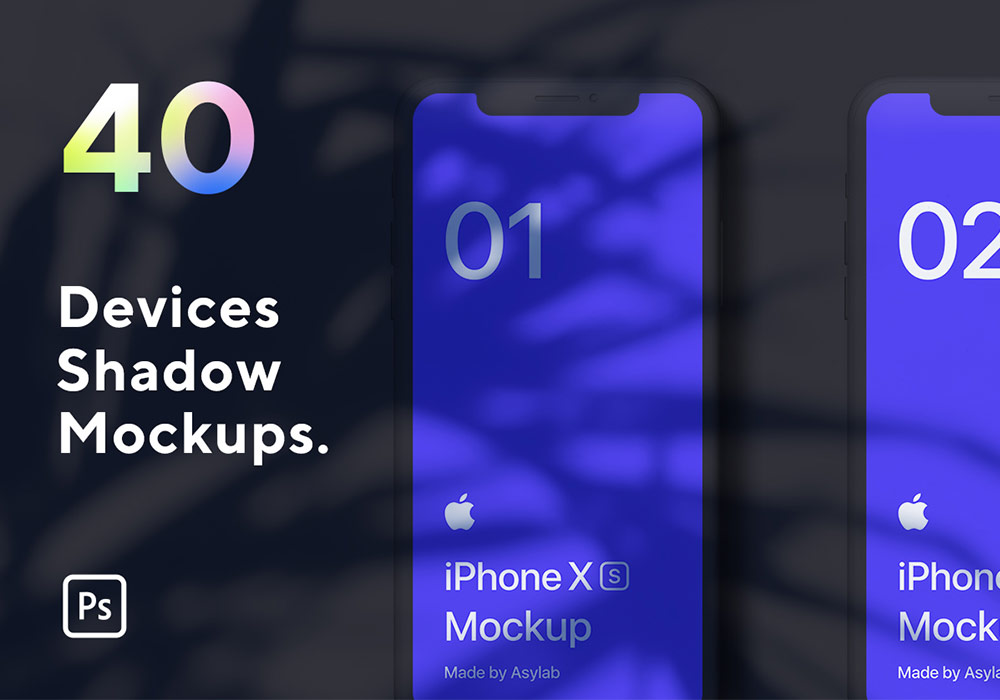 40套苹果设备模型场景样机模板 Devices Shadow Mockups
