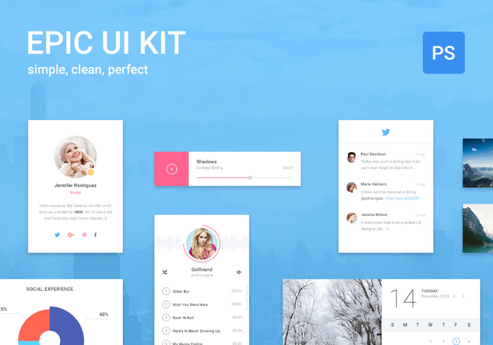 清新充满活力的大型UI工具包Epic UI Kit