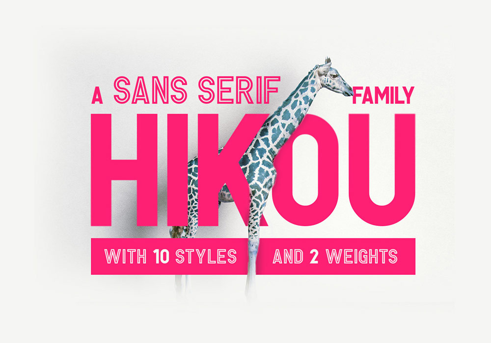 10种风格2种字体样式英文字体Hikou Font Family