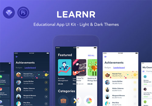 在线教育APP应用程序设计UI工具包 Learnr UI Kit