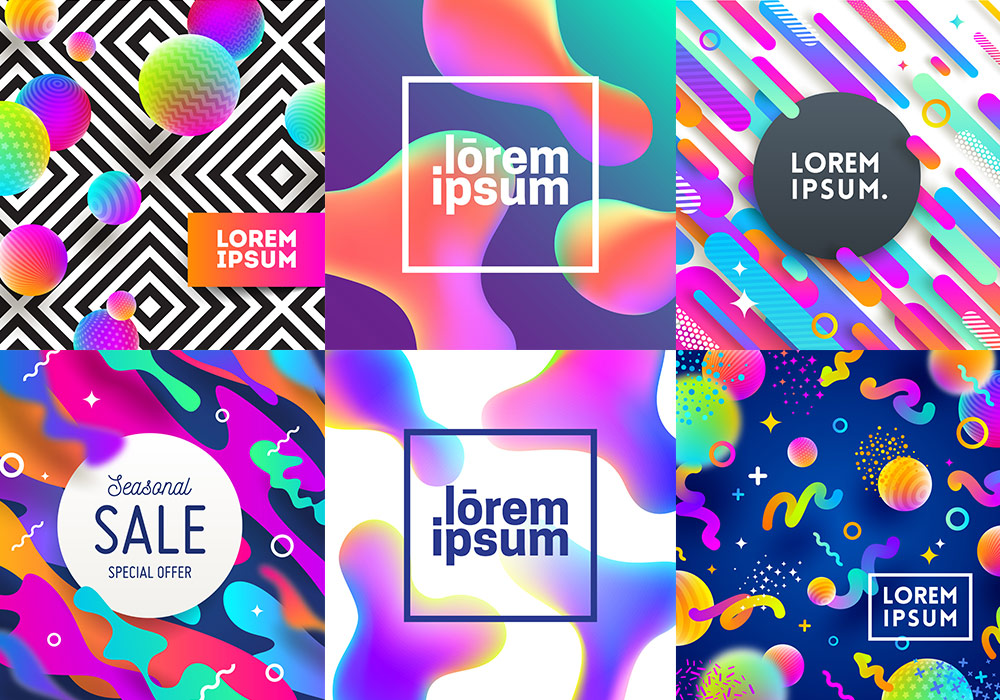 17张时尚渐变炫彩矢量海报背景排版设计素材