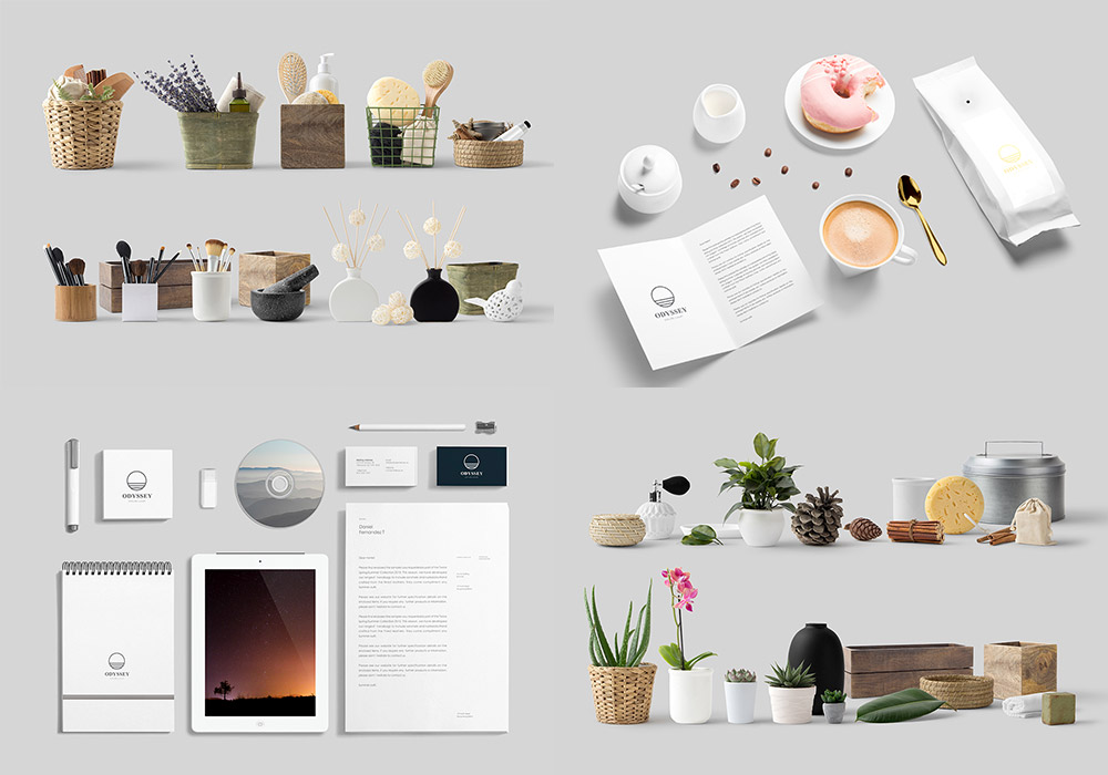 28套办公酒店护肤化妆品VI贴图样机模板