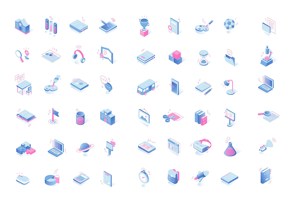 2.5D立体现代色彩icon图标矢量素材合集