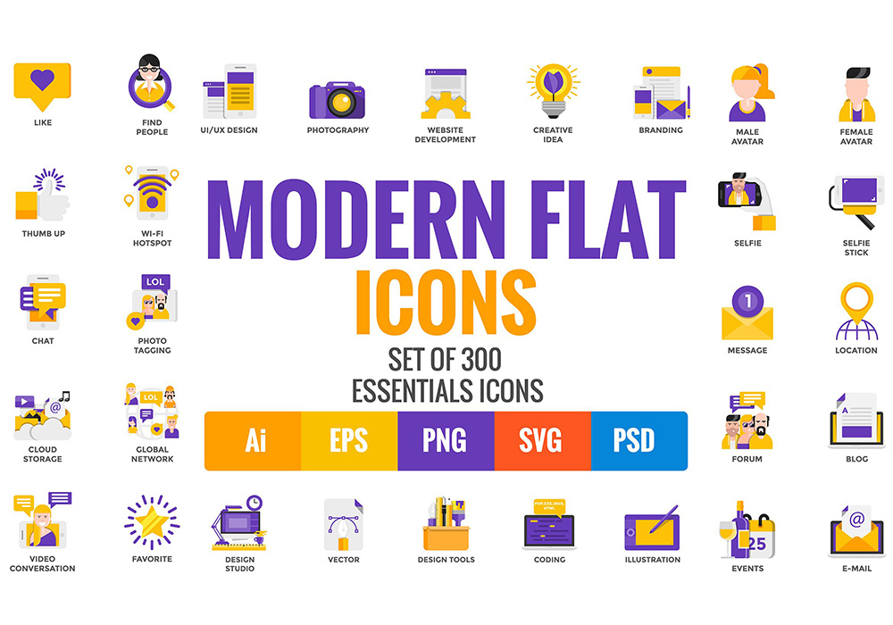 现代图标的大集合 Big Collection of Modern icons