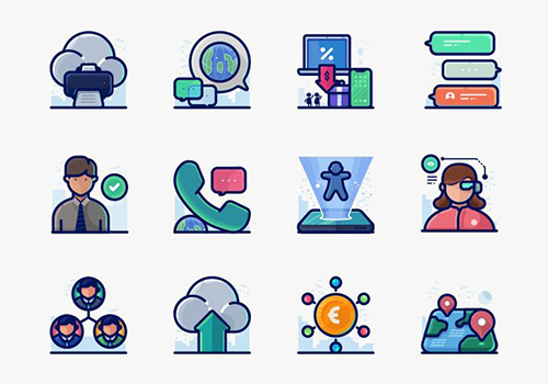 1000个孟菲斯风格图标打包下载 Filled Outline Icons