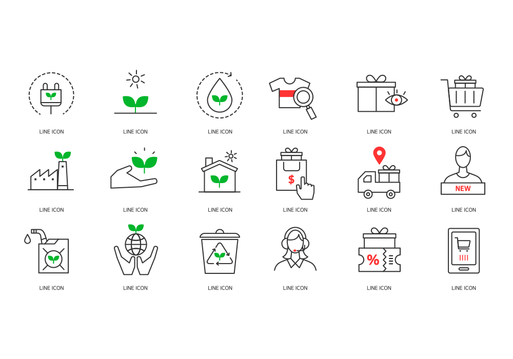 简约线性风格生活日常网页App矢量图标素材合集