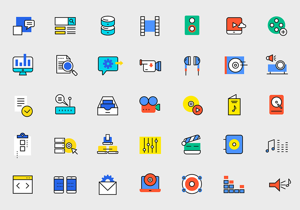 375个彩色线性APP UI 网页矢量Ai图标素材