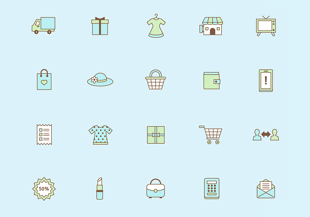 精美线稿生活服务扁平化手机网页图标icon矢量设计素材