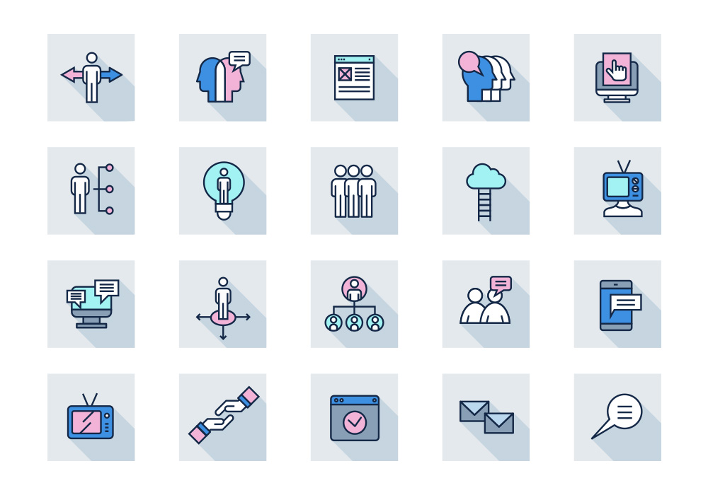 国外时尚彩色填充线性扁平化icon图标Ai矢量设计素材