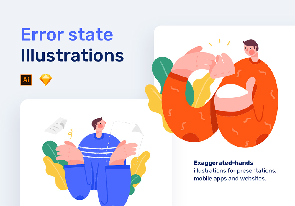 网站和移动APP错误状态矢量插图素材 Error State Illustrations