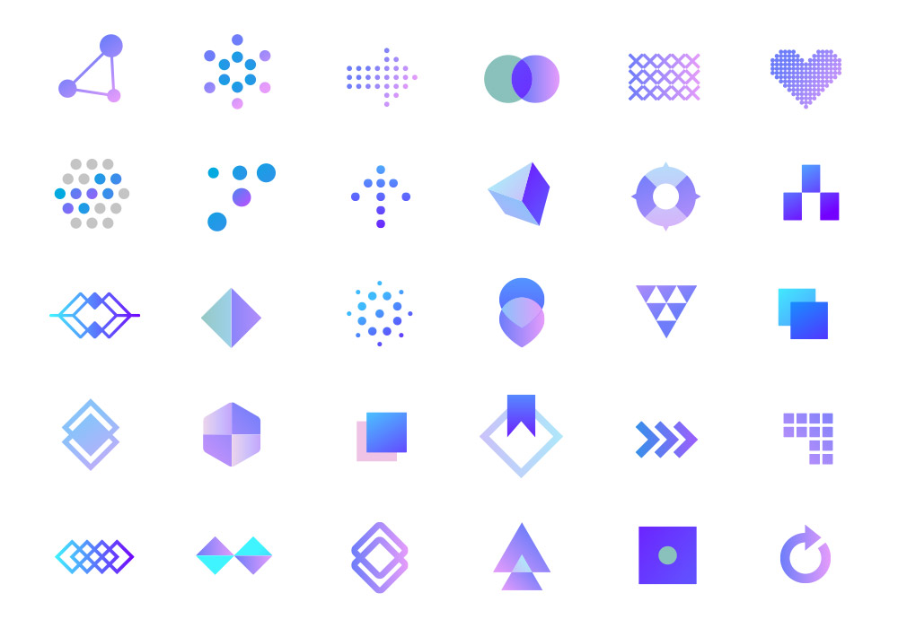 抽象几何元素单线彩色创意图标Ai矢量素材