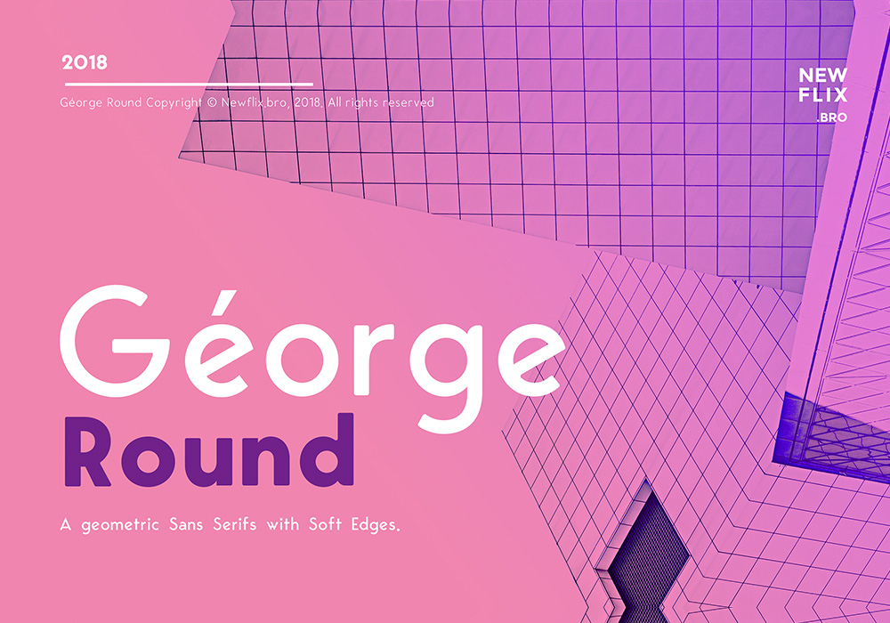 8种字重圆边几何英文字体 George Round