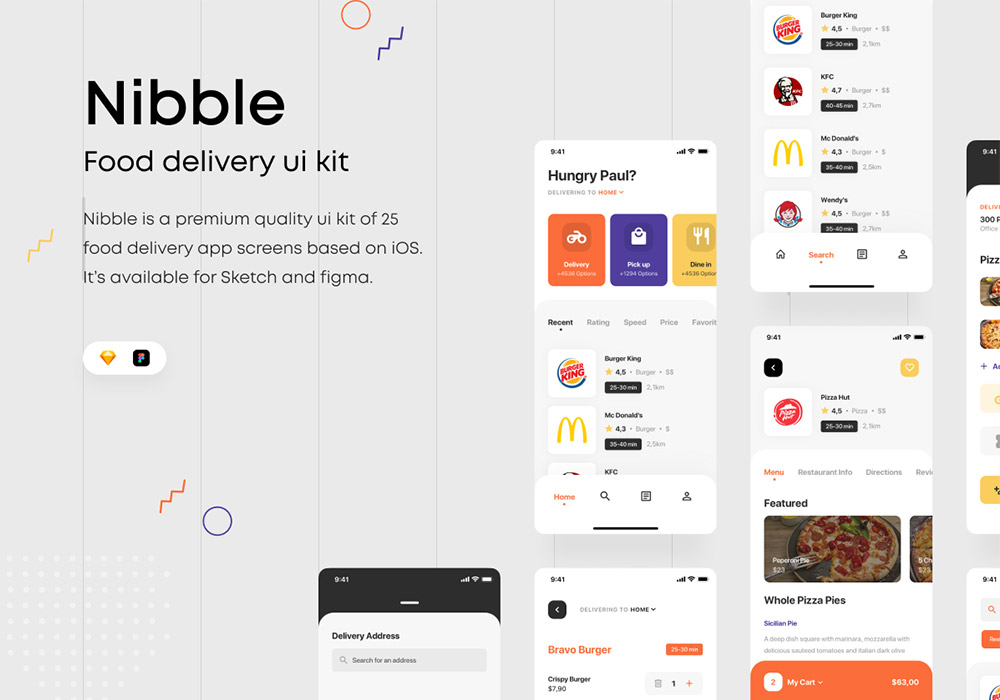 外卖食品类应用程序UI工具包 Nibble iOS UI Kit