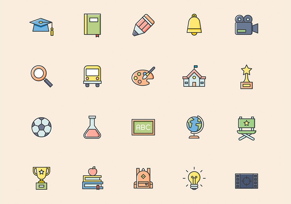 个性配色生活服务彩色Ai矢量图标素材合集