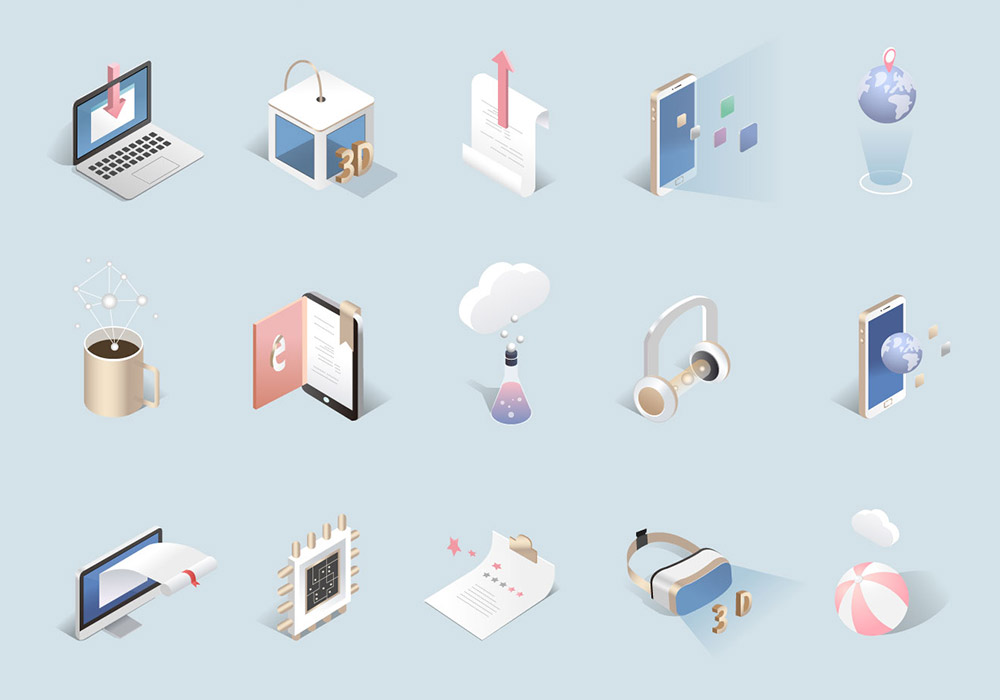 10类3D写实立体插画Ai矢量图标素材合集