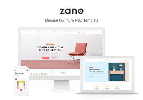 家具电子商务PSD分层网页模板 Zano