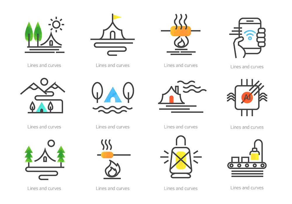 国外简洁线性网页app小图标UI设计矢量图标素材