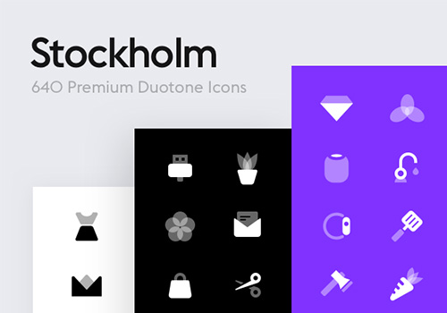 640个适用于iOS，Android和Web的矢量双色调图标
