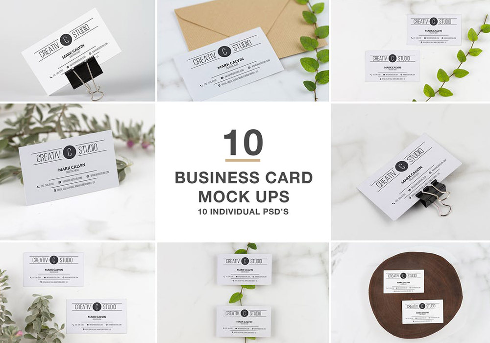 10个专业的名片样机模型 Business Card series Mock Up