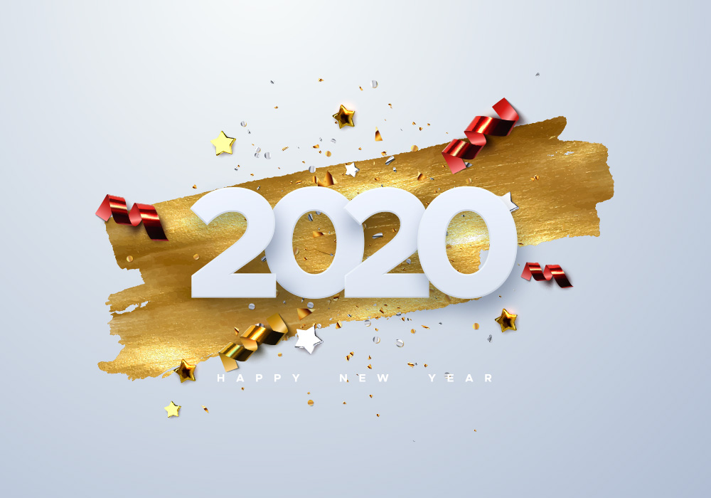 20个2020新年节日矢量文字打包下载