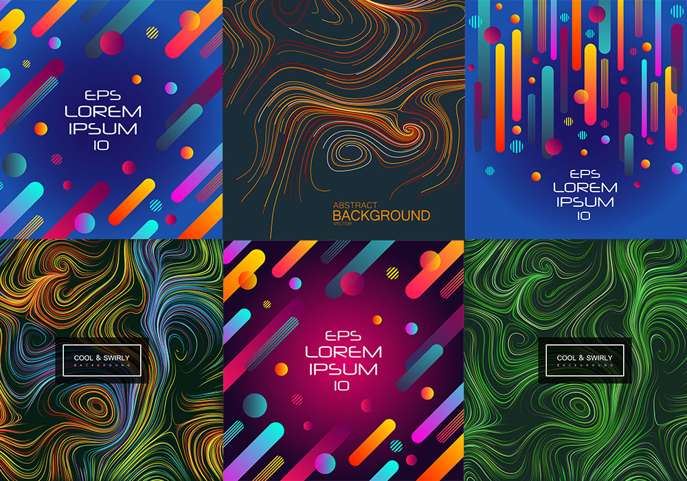 16款矢量创意抽象线条与圆圈背景合集