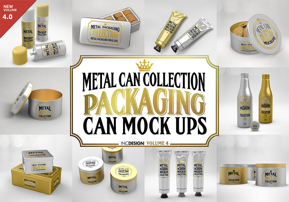 金属罐盒子瓶子样机集合 Metal Can Mockup Collection